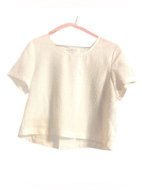 Bar III Textured White Diamond Cropped-Blouse (NWOT)